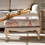 Мягкая банкетка из массива бука серая с растительным орнаментом Raffael Grey Floral Banquette варинант исполнения - 6 | Loft Concept в Ижевске