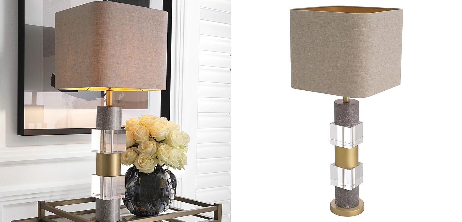 Настольная лампа Eichholtz Table Lamp Cullingham Grey Marble Настольная лампа Eichholtz Table Lamp Cullingham Grey Marble - Loft-Concept в Ижевске