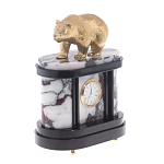 Часы настольные бронзовые с декором в виде медведя Bear Stone Clock варинант исполнения - 3 | Loft Concept в Ижевске