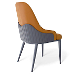 Стул оранжевый с высокой спинкой из искуственной кожи на серых металлических ножках Enigma Orange варинант исполнения - 2 | Loft Concept в Ижевске