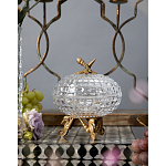 Конфетница прозрачная стеклянная на бронзовых ножках в виде морских коньков с крышкой в виде ракушки Eden Garden варинант исполнения - 3 | Loft Concept в Ижевске