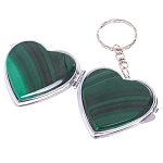 Зеркало брелок складное двухстороннее в форме сердца из натурального камня Малахит Stone Mirrors варинант исполнения - 2 | Loft Concept в Ижевске