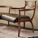 Кушетка с деревянным каркасом и сиденьем из коричневой натуральной кожи Moon Walnut Furniture варинант исполнения - 4 | Loft Concept в Ижевске