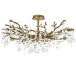 Потолочная люстра в виде ветвей деревьев золотого цвета с прозрачными подвесками-каплями Droplet Chandelier варинант исполнения - 1 | Loft Concept в Ижевске