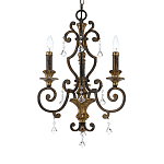 Люстра с подвесками из прозрачного стекла на кованом каркасе бронзового цвета в классическом стиле Quoizel варинант исполнения - 11 | Loft Concept в Ижевске