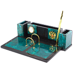 Настольный письменный набор из змеевика с часами и календарницей Successful Leader варинант исполнения - 2 | Loft Concept в Ижевске