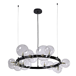 Люстра круглая подвесная с 15-ю прозрачными шарообразными плафонами из стекла Iona chandelier варинант исполнения - 6 | Loft Concept в Ижевске
