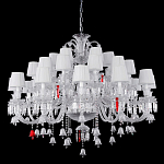 Люстра многоярусная с 30-ю белыми текстильными абажурами и хрустальными подвесками Lustre Reverie варинант исполнения - 1 | Loft Concept в Ижевске