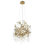 Подвесная люстра в виде ветвей деревьев золотого цвета с прозрачными подвесками-каплями 8 и 14 ламп Droplet Chandelier варинант исполнения - 4 | Loft Concept в Ижевске