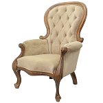 Кресло с мягкой обивкой из светло-коричневого велюра на 4-х деревянных ножках Evelyn Classical Armchair варинант исполнения - 3 | Loft Concept в Ижевске
