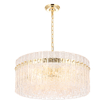 Люстра подвесная круглая с прозрачными рельефными стеклянными вставками и золотым основанием Textured Glass Chandelier варинант исполнения - 3 | Loft Concept в Ижевске