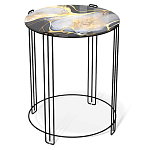 Стол журнальный круглый со столешницей из стекла Gold and Black Marble варинант исполнения - 1 | Loft Concept в Ижевске