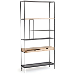 Металлический стеллаж с деревянными полками и ящиками Menzie Metal Wood Rack варинант исполнения - 2 | Loft Concept в Ижевске