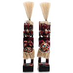 Комплект из 2-х деревянных статуэток Asmat Straw Headdress Statuettes Red Tattoo варинант исполнения - 1 | Loft Concept в Ижевске