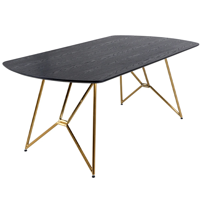 Обеденный стол на металлических ножках Ward Brass Dining Table Черный Латунь Обеденный стол на металлических ножках Ward Brass Dining Table Черный Латунь в Ижевске | Loft Concept
