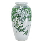 Ваза высокая с зелеными цветочными и птичьими мотивами Vase Inspired by Nature варинант исполнения - 1 | Loft Concept в Ижевске