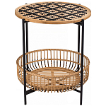 Круглый кофейный стол с плетеной столешницей и полкой Norberta Wicker Coffee Table варинант исполнения - 1 | Loft Concept в Ижевске