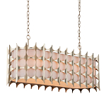 Люстра овальной формы с фактурным серебряным каркасом и тканевым абажуром Silver Honeycomb варинант исполнения - 1 | Loft Concept в Ижевске