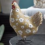 Статуэтка курица с белым цветочным узором и металлическими ножками Rustic Chicken варинант исполнения - 3 | Loft Concept в Ижевске