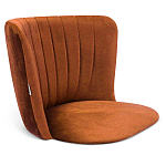 Барный стул со спинкой на 4-х деревянных ножках Оранжевый Велюр Ava Charm варинант исполнения - 3 | Loft Concept в Ижевске