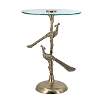 Столик с круглой стеклянной столешницей и корпусом в виде двух павлинов на ветке Table Two Peacocks варинант исполнения - 4 | Loft Concept в Ижевске