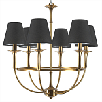 Люстра на металлическом основании бронзового цвета с 6-ю черными конусовидными абажурами Dignity варинант исполнения - 6 | Loft Concept в Ижевске