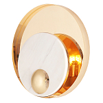 Бра с круглым плафоном из белого мрамора и золотистым металлическим обрамлением  Ginger & Jagger варинант исполнения - 1 | Loft Concept в Ижевске