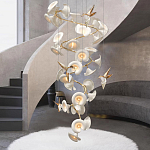 Люстра каскадная из белых цветов каллы и птичек Refined Taste of Light варинант исполнения - 4 | Loft Concept в Ижевске