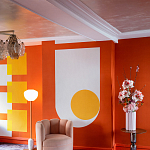 Обои ручная роспись Chez Nina by India Mahdavi Lantana colourway on Arancio dyed silk варинант исполнения - 5 | Loft Concept в Ижевске