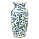 Ваза с зелено-голубым цветочным узором на белом фоне 61 см Blue & White Ornament варинант исполнения - 1 | Loft Concept в Ижевске