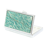 Таблетница карманная прямоугольная на 7 отделений с зеркалом и накладкой из натурального камня Амазонит Silver Stone Pillboxes варинант исполнения - 2 | Loft Concept в Ижевске