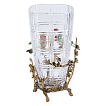 Ваза стеклянная прозрачная с бронзовым основанием в виде ветвей и фарфоровыми птичками Eden Garden варинант исполнения - 2 | Loft Concept в Ижевске