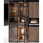 Комбинированный кухонный гарнитур сине-серого цвета с фасадом под дерево Benjamin Kitchen Set варинант исполнения - 3 | Loft Concept в Ижевске