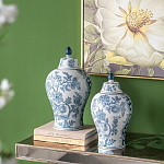 Ваза с крышкой и голубым цветочным рисунком на белом фоне Blue & White Ornament варинант исполнения - 6 | Loft Concept в Ижевске