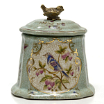 Шкатулка голубого цвета с рисунком и состаренным эффектом Eden Garden варинант исполнения - 1 | Loft Concept в Ижевске