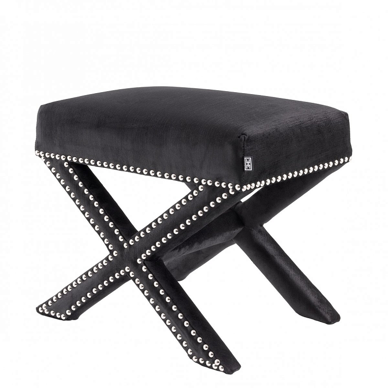 Оттоманка Eichholtz Stool Perugia Black Черный Никель в Ижевске | Loft Concept 