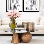 Дизайнерский журнальный стол с круглой столешницей на 3-х геометрических ножках Lehumod варинант исполнения - 4 | Loft Concept в Ижевске