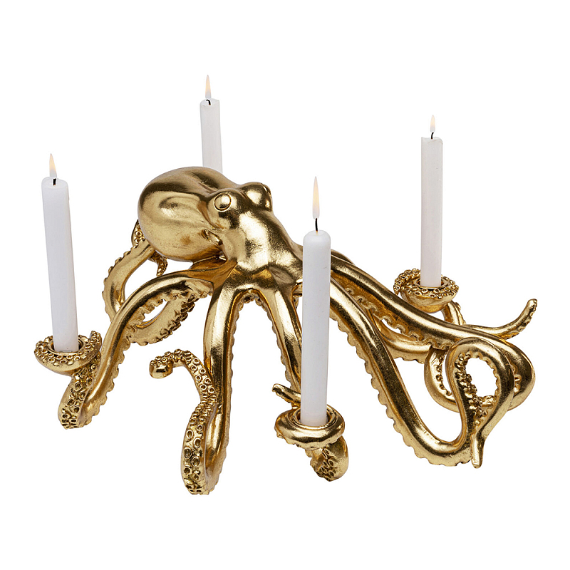 Большой Подсвечник золотой Осьминог Gold Octopus Candlestick  Глянцевое золото в Ижевске | Loft Concept 
