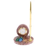 Часы настольные с шариковой металлической ручкой из натурального камня Stone Clock варинант исполнения - 4 | Loft Concept в Ижевске