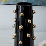 Ваза черная цилиндрическая с глянцевым покрытием и золотыми декоративными элементами Molecule Collection варинант исполнения - 2 | Loft Concept в Ижевске