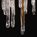 Люстра линейная золотого цвета с декоративными ветвями и длинными стеклянными подвесками в форме сосулек Droplet Chandelier варинант исполнения - 9 | Loft Concept в Ижевске