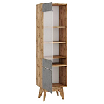 Шкаф-витрина с фасадом цвета серый бетон и стеклянной дверкой Grace of Furniture варинант исполнения - 2 | Loft Concept в Ижевске