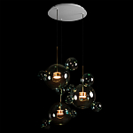 Люстра подвесная с прозрачными бирюзовыми стеклянными шарами и круглым основанием 3 лампы Giopato & Coombes варинант исполнения - 4 | Loft Concept в Ижевске