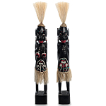 Комплект из 2-х деревянных статуэток Asmat Straw Headdress Statuettes Black Turquoise варинант исполнения - 5 | Loft Concept в Ижевске