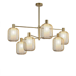 Люстра потолочная с абажурами из металлической сетки Loft Grid Pendant Gold варинант исполнения - 1 | Loft Concept в Ижевске