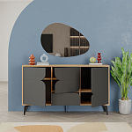 Комод цвета древесины с 3-мя дверцами и выдвижным ящиком темно-серого цвета SPARK CONSOLE OAK ANTHRACITE варинант исполнения - 2 | Loft Concept в Ижевске