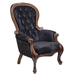 Кресло с мягкой обивкой из черного велюра на 4-х деревянных ножках Evelyn Classical Armchair варинант исполнения - 1 | Loft Concept в Ижевске