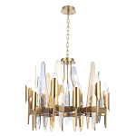 Люстра с вертикальными стеклянными элементами и металлическим каркасом цвета Латунь Vertical Glass варинант исполнения - 1 | Loft Concept в Ижевске