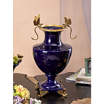 Ваза темно-синего цвета из фарфора с бронзовыми стрекозами Eden Garden porcelain and bronze варинант исполнения - 3 | Loft Concept в Ижевске