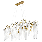 Люстра подвесная прямоугольная с бронзовыми акцентами и прозрачными стеклянными каплями Droplet Chandelier варинант исполнения - 3 | Loft Concept в Ижевске